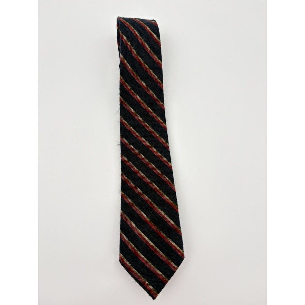Marino Silk Classic Necktie Navy Red & Yellow Striped Design Necktie - Picture 3 of 8